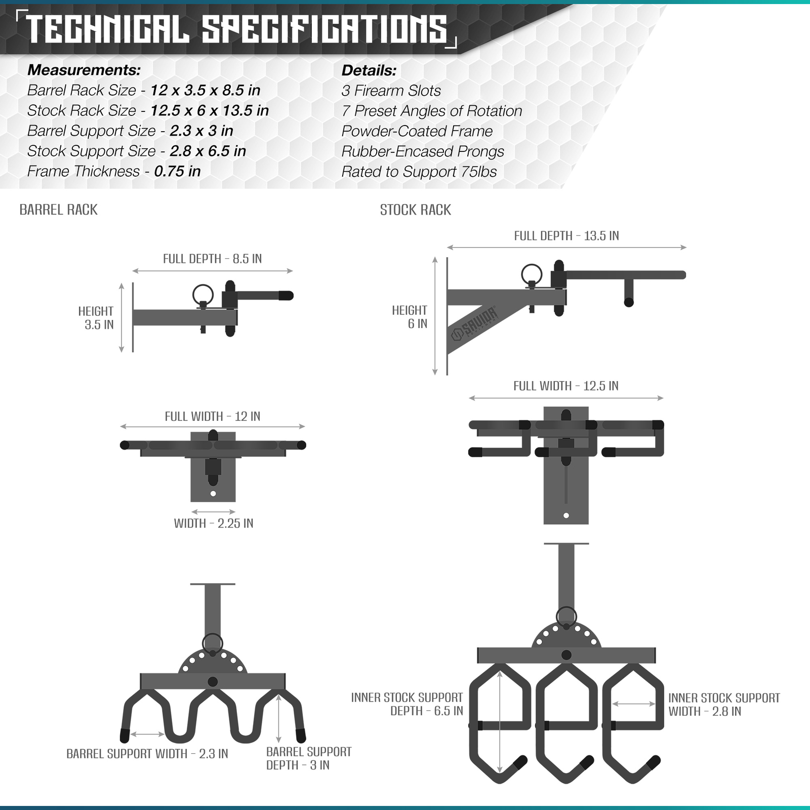 [SAVIOR]Vertical 3 Gun Rifle Wall Mount Rack Carbine Shotgun Hook Hanger Display