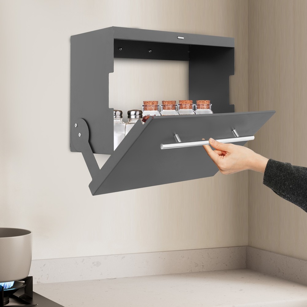 Pull Down Cabinet Organizer 2 Tier Pull-Out Cabinet Wall Shelf Spice Dishes Rack