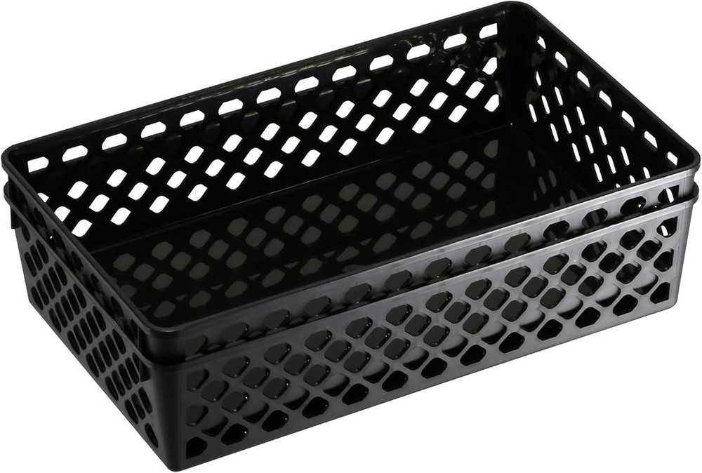 Compact Black Supply Baskets (3-Pack) for Efficient Home and Office Organization