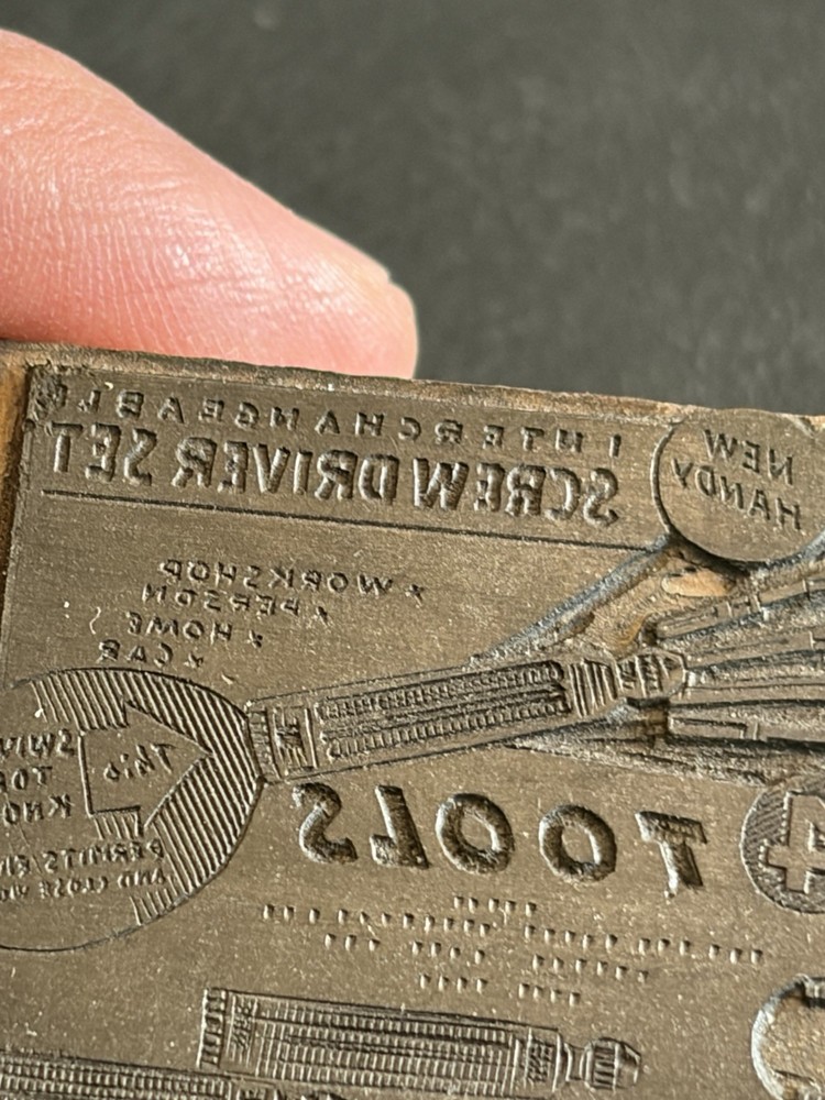 Vintage Letterpress Printing Block Interchangeable Screwdriver Set Ad