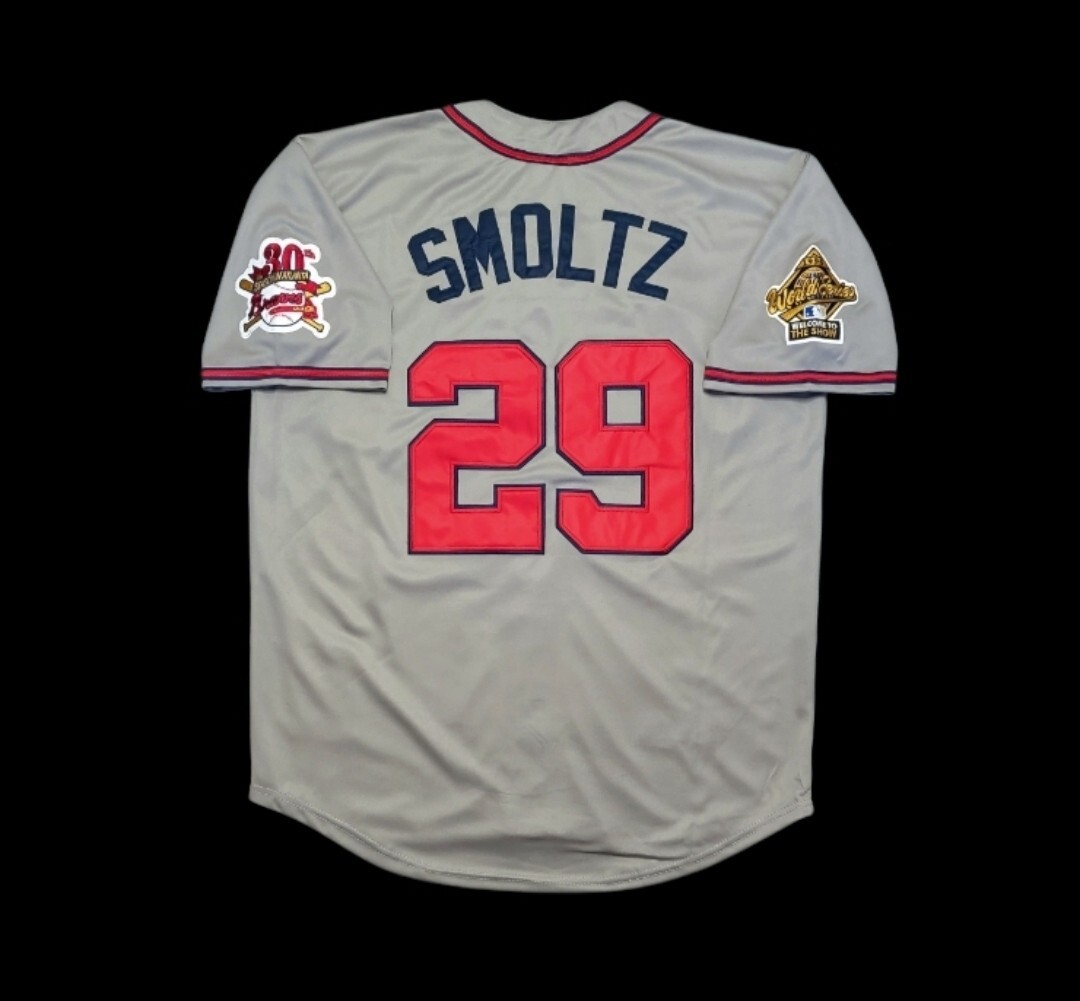 John Smoltz Atlanta Braves 1995 World Series Gray New Stitched Throwback Jersey