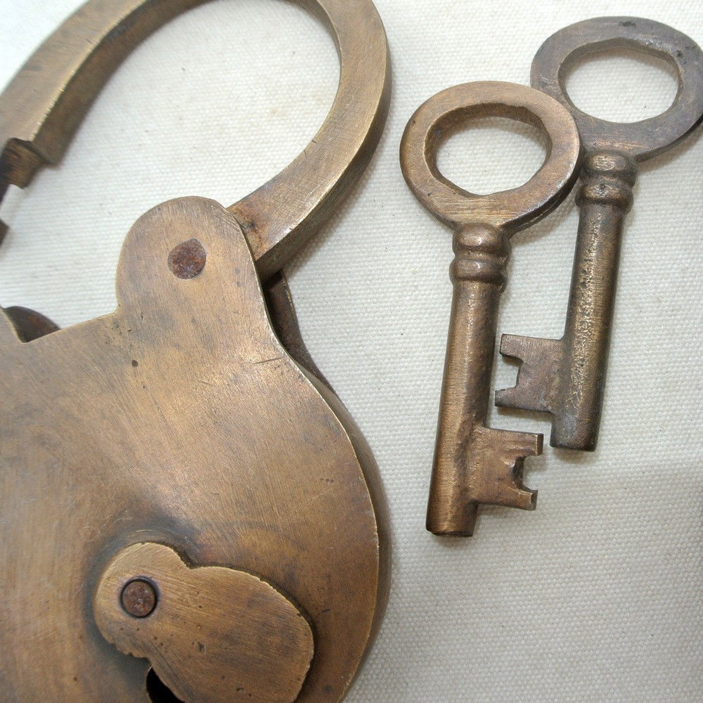Vintage style PADLOCK & Keys Solid Brass Antique style Lock pair hand made