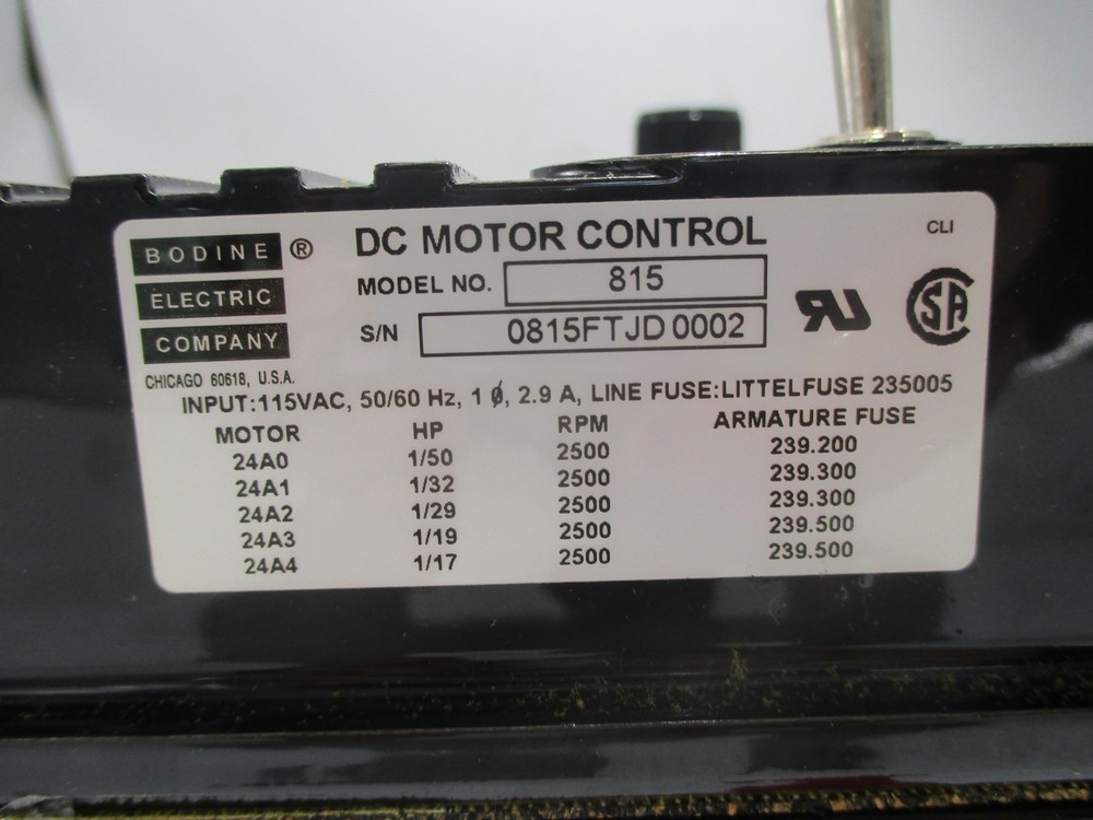 NEW BODINE MODEL 815 ADJUSTABLE SPEED TORQUE CONTROL 115 V