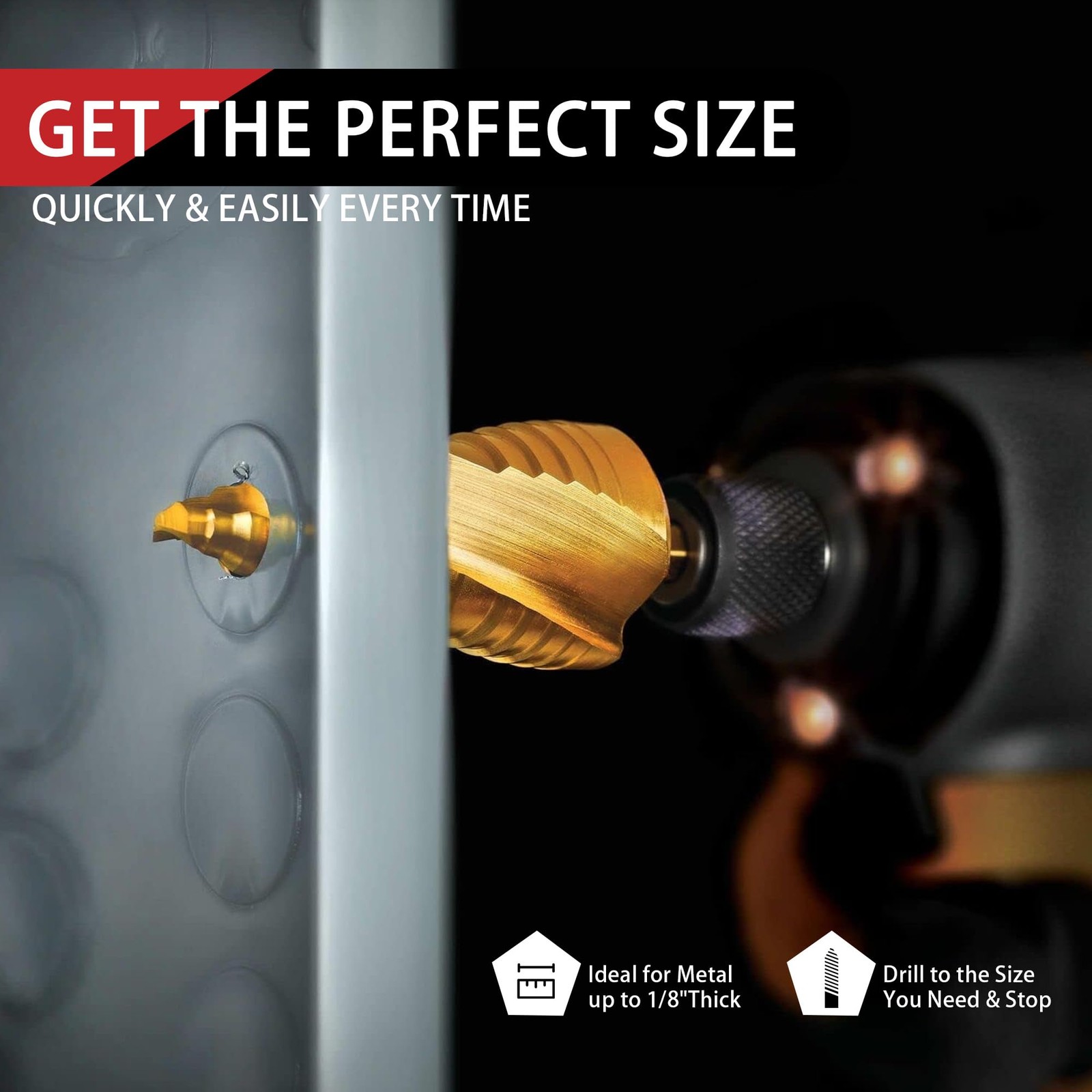 3PC Step Drill Bit Set 1/4in Hex HSS 31-Step Spiral for Metal Wood Aluminum DIY