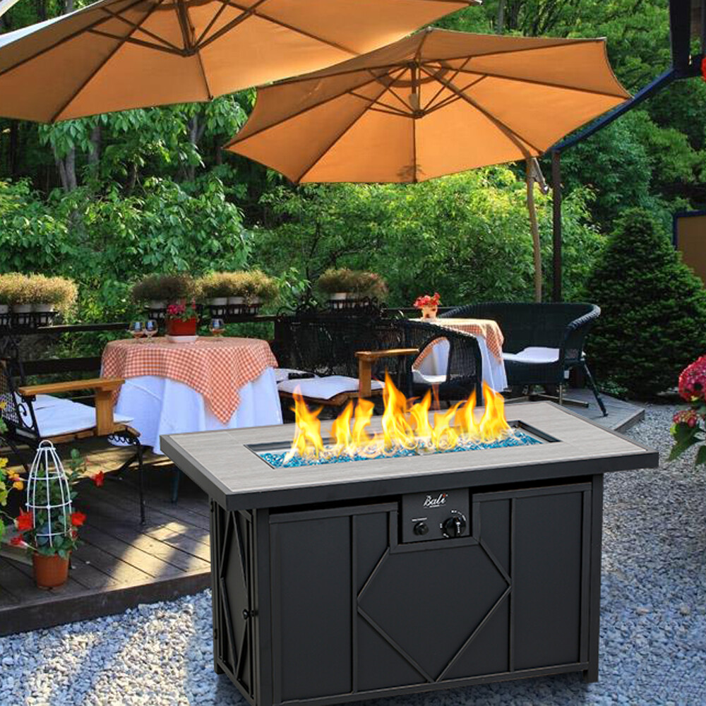 BALI OUTDOORS propane fire pit 42" Rectangular Gas Fire Pit Table 60000BTU Glass