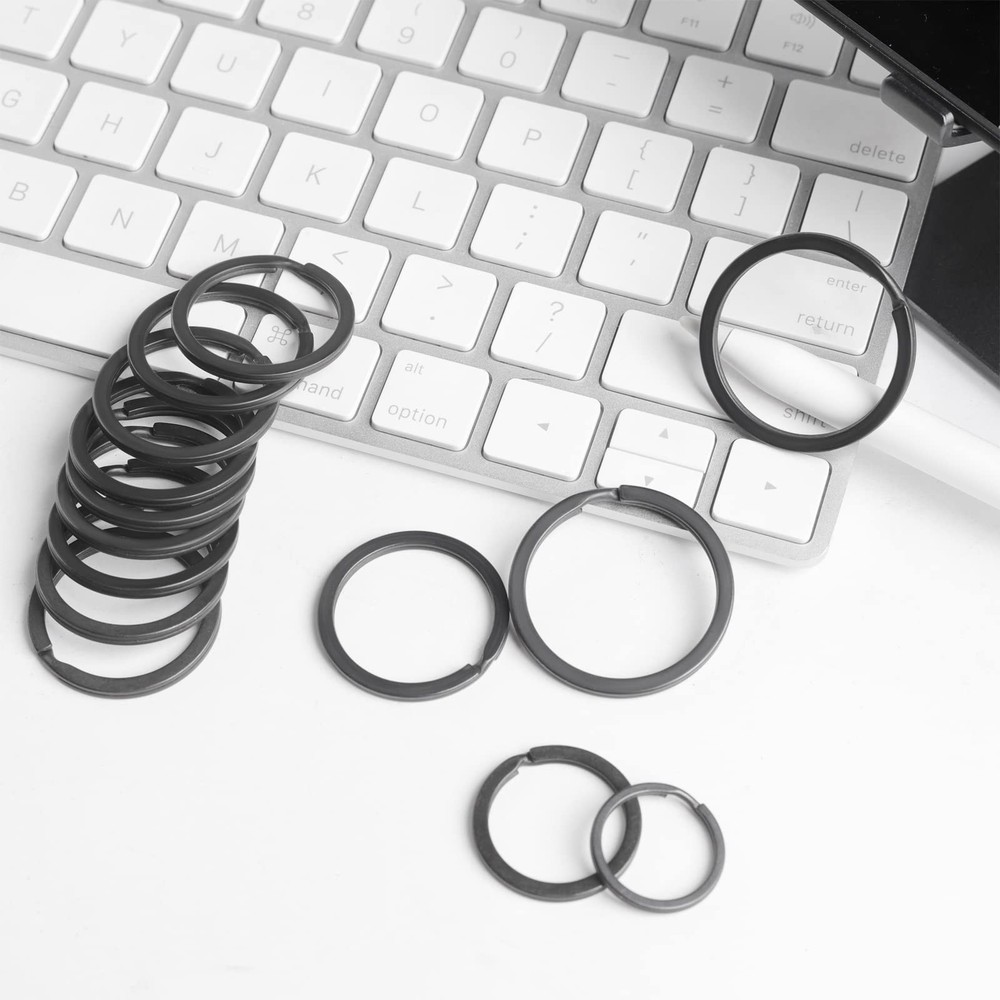 40 Pack Key Ring Keychain Mix 4 Sizes Black Metal Flat Split Key Chains Rings...