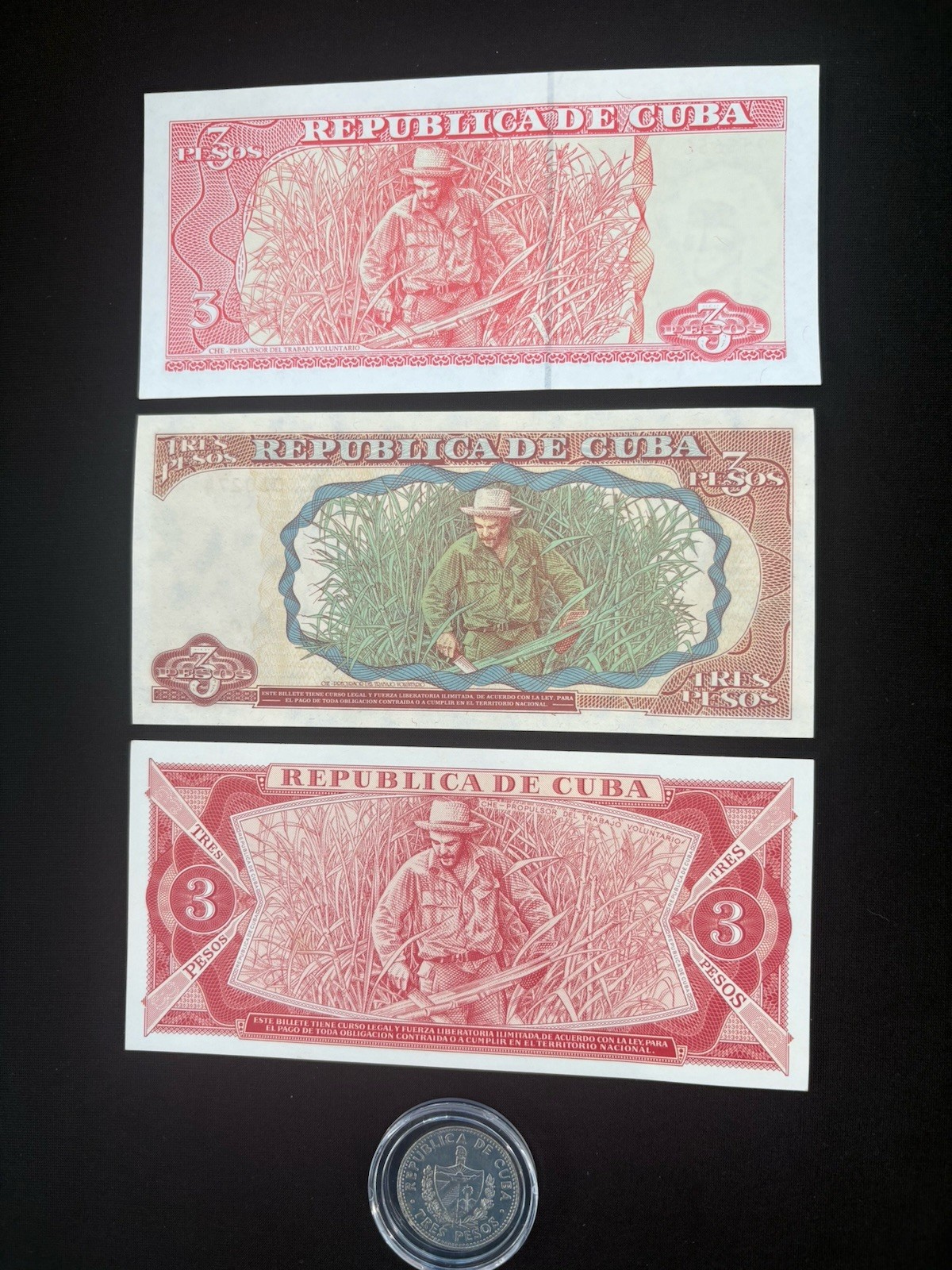 L@@K CENTRAL AMÉRICA BANKNOTES 3 DIFFERENTS 3 PESOS & COIN PRETTYS