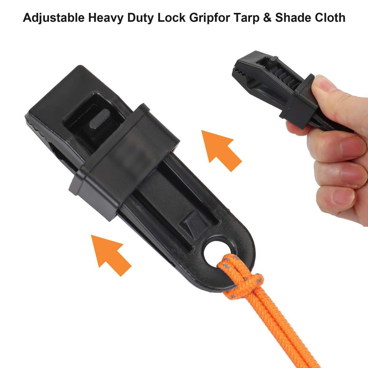 10/20 Adjustable Heavy Duty Lock Grip for Tarp & Shade Cloth Plastic Clips Black