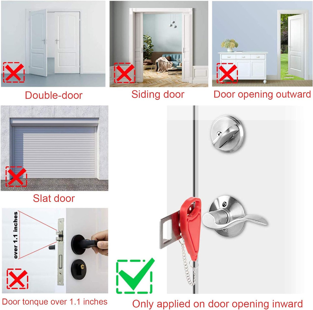 Portable Door Lock-2 Pack Solid Heavy Duty Extra Lock for Additional Privacy and