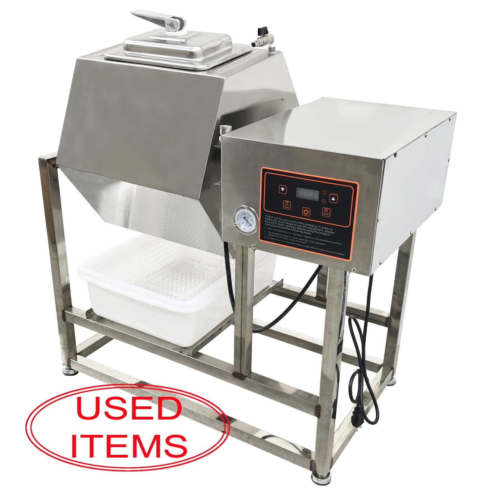 USED -70L Vacuum Tumbler Marinator Meat Vegetable Marinate Machine Tilted Hopper
