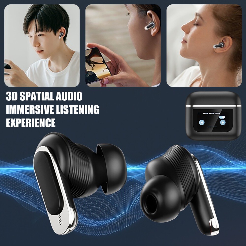 TWS Smart Touch Screen Earbuds Wireless Bluetooth Headphones Headset Mic Stereo