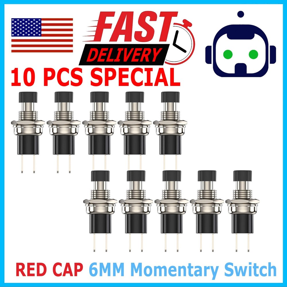 10pcs Lockless Momentary On Off Push button Black Mini Switch PBS-110 M121