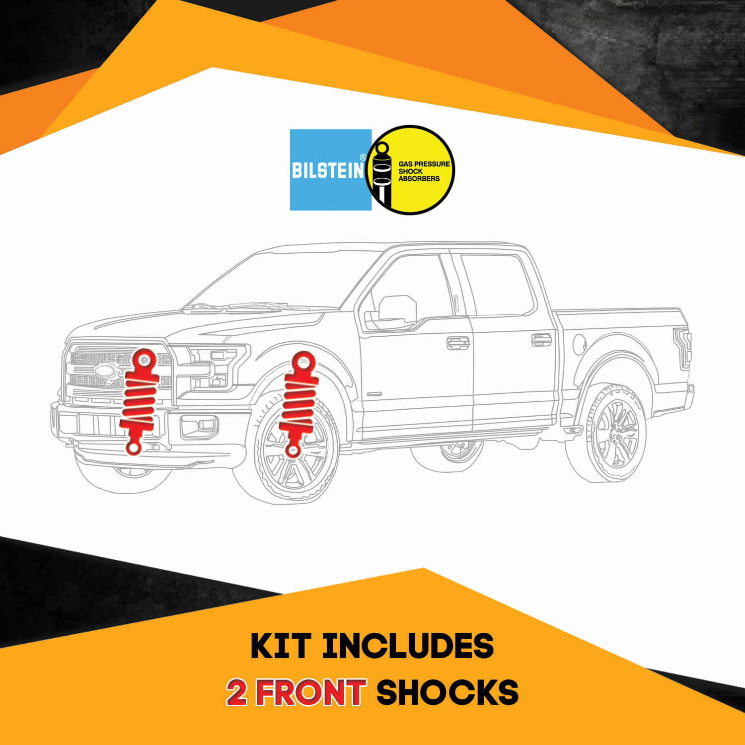 Kit 2 Bilstein B8 5100 Front 0-2" lift shocks for FORD F-250 / F-350 4WD 05-`16
