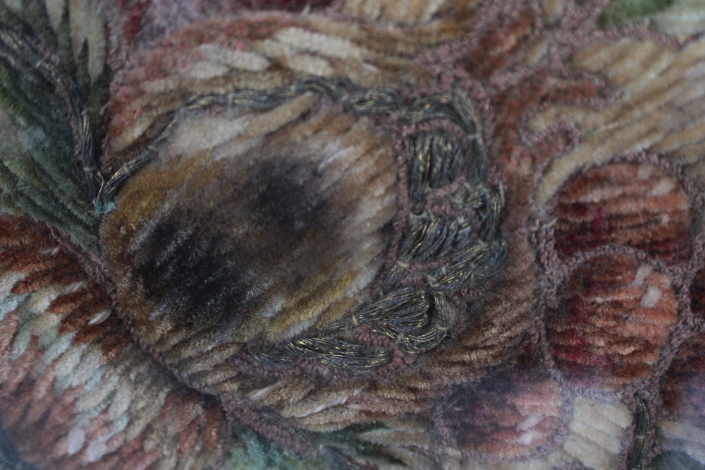 Antique Needlepoint Fabric Weave Framed
