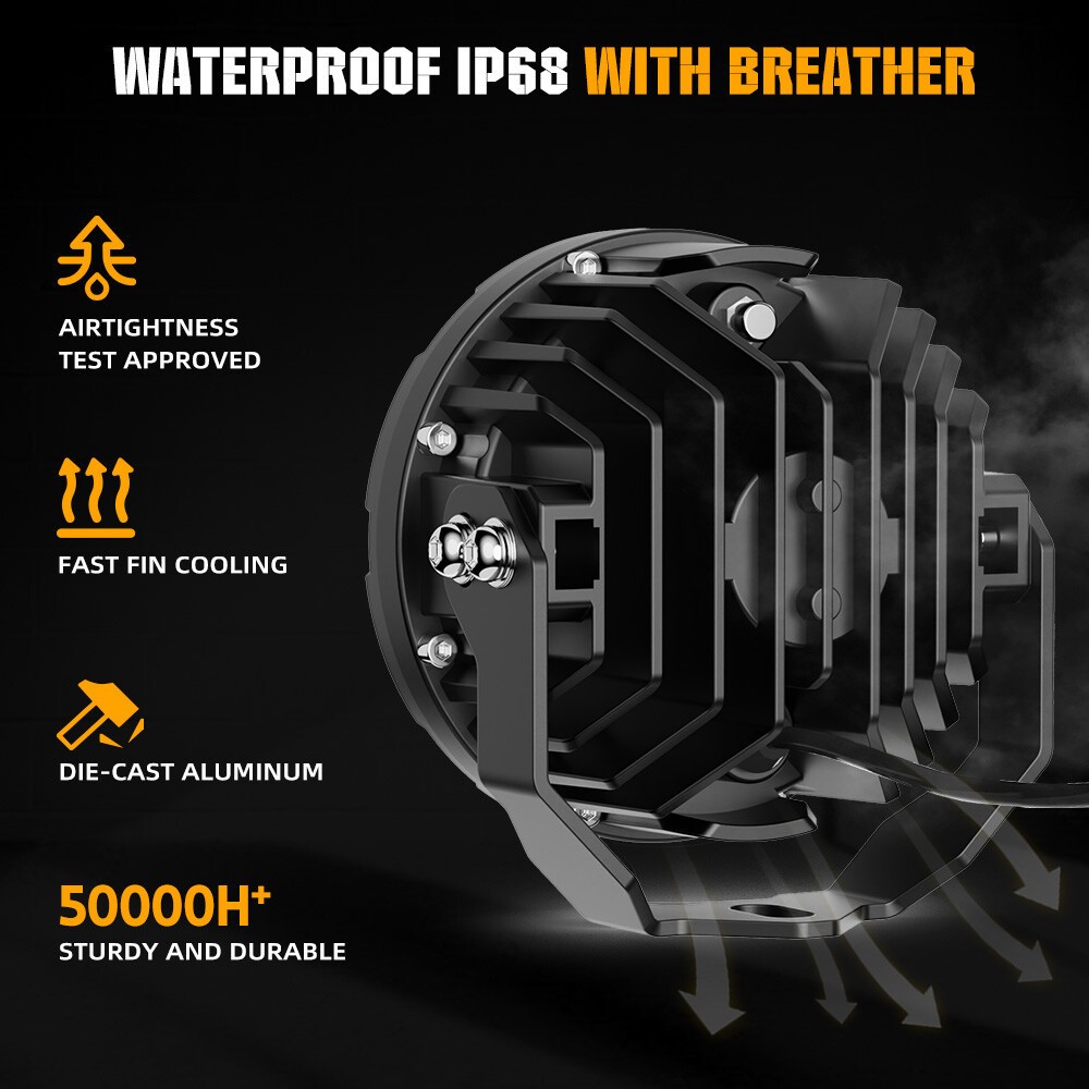 2x 140W LED Motorcycle Driving Fog Spot Light Auxiliary Lamp White+Amber w/Wire