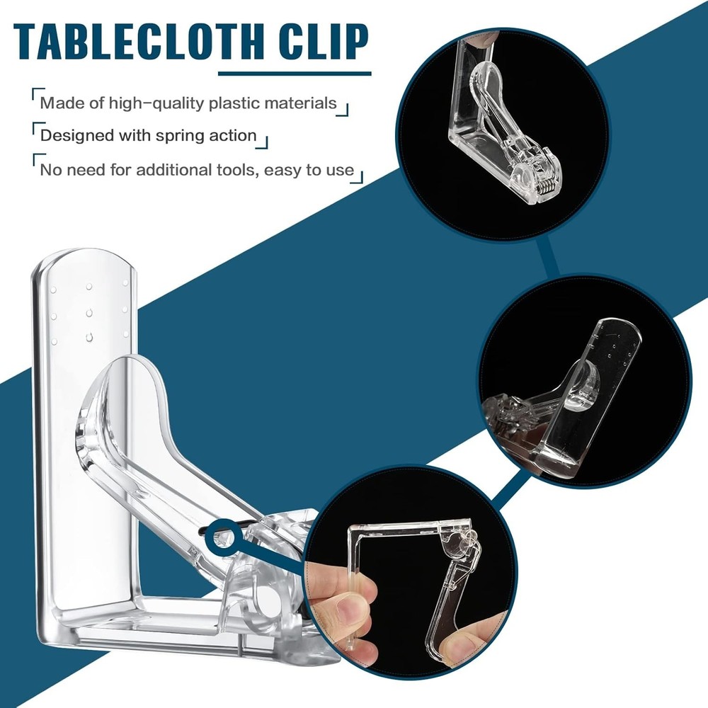 Clear Tablecloth Clips Plastic Table Cloth Clips Spring Loaded Table Cloth 36.