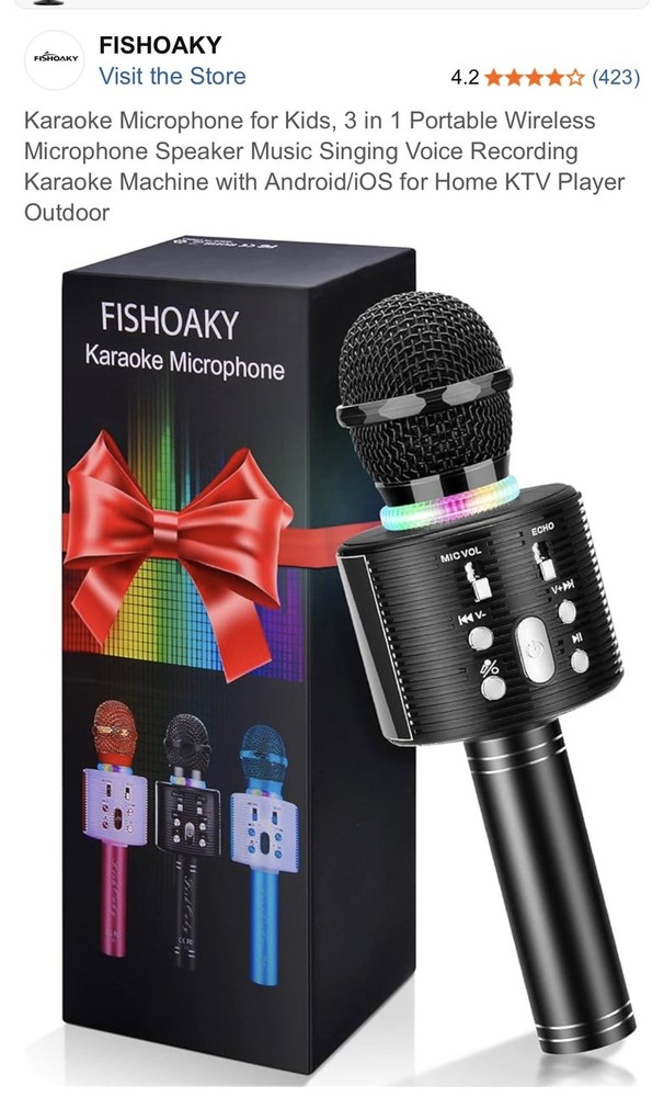 FISHOAKY Karaoke Microphone, a portable, handheld wireless microphone
