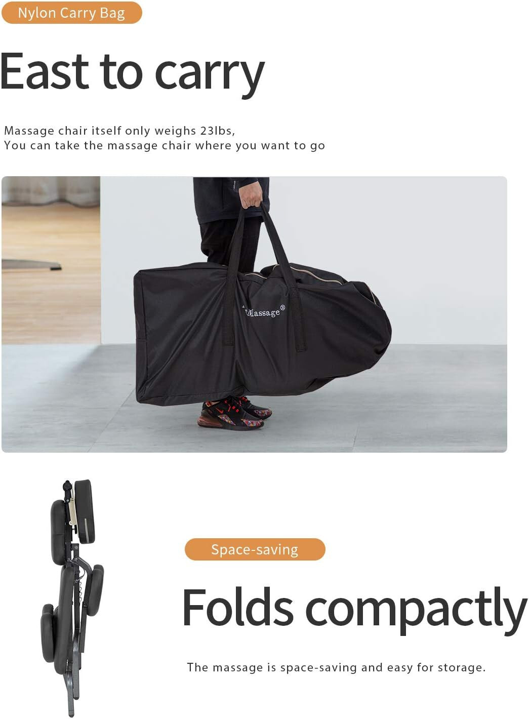 Massage Chair Portable Tattoo Chair Folding Height Adjustable 2 Inch Thick