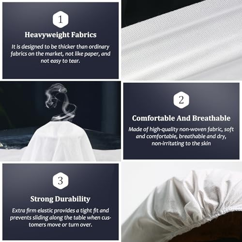 S Disposable Fitted Massage Table Sheets, Heavy Duty Elastic Disposable 30PC