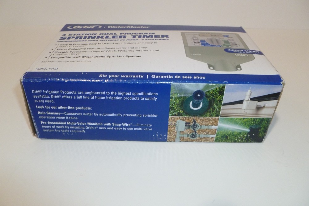 NEW Orbit WaterMaster 4 Station Dual Program Sprinkler Timer Model 57194