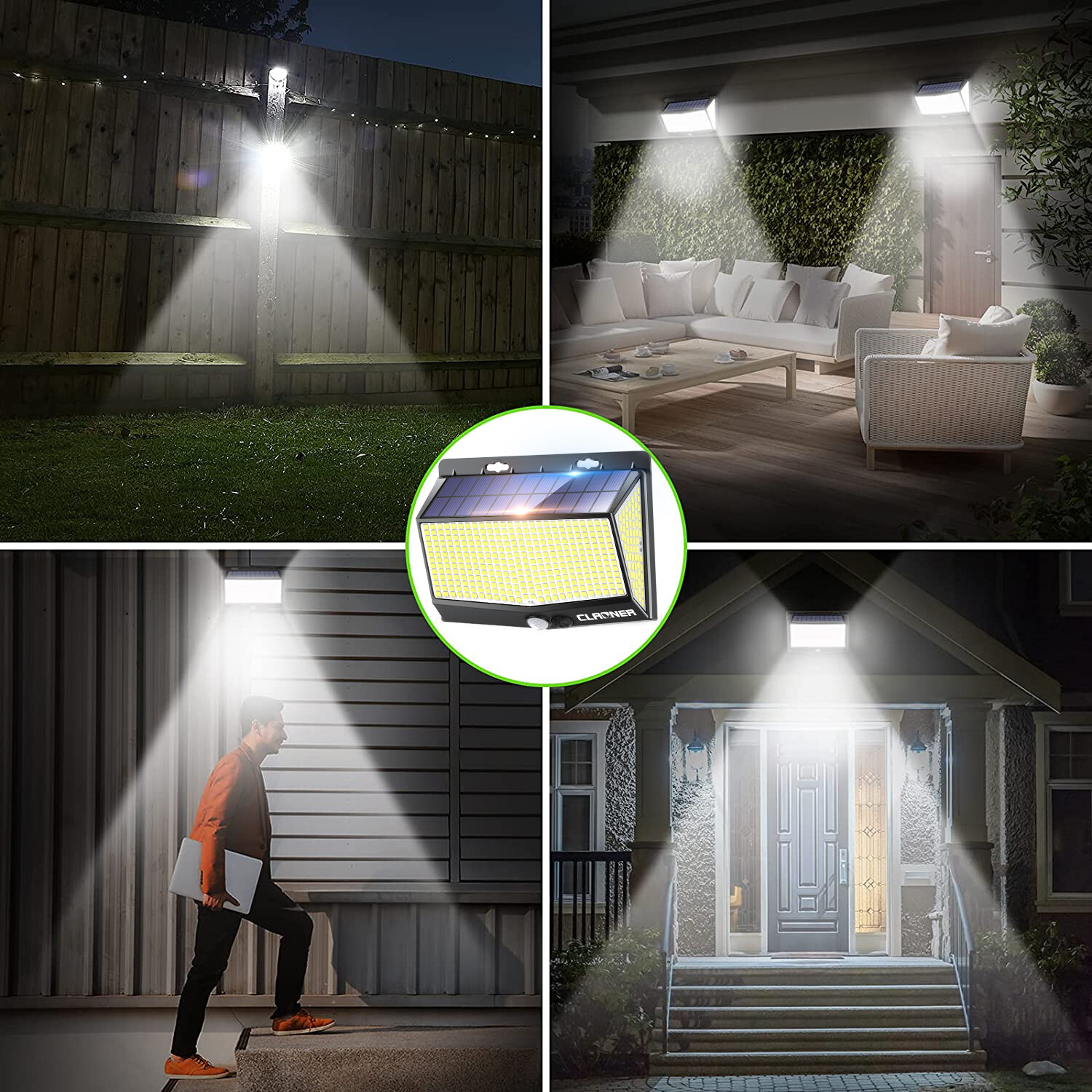468 LED Solar Powered PIR Motion Sensor Lights Outdoor Garden Security Wall Lamp