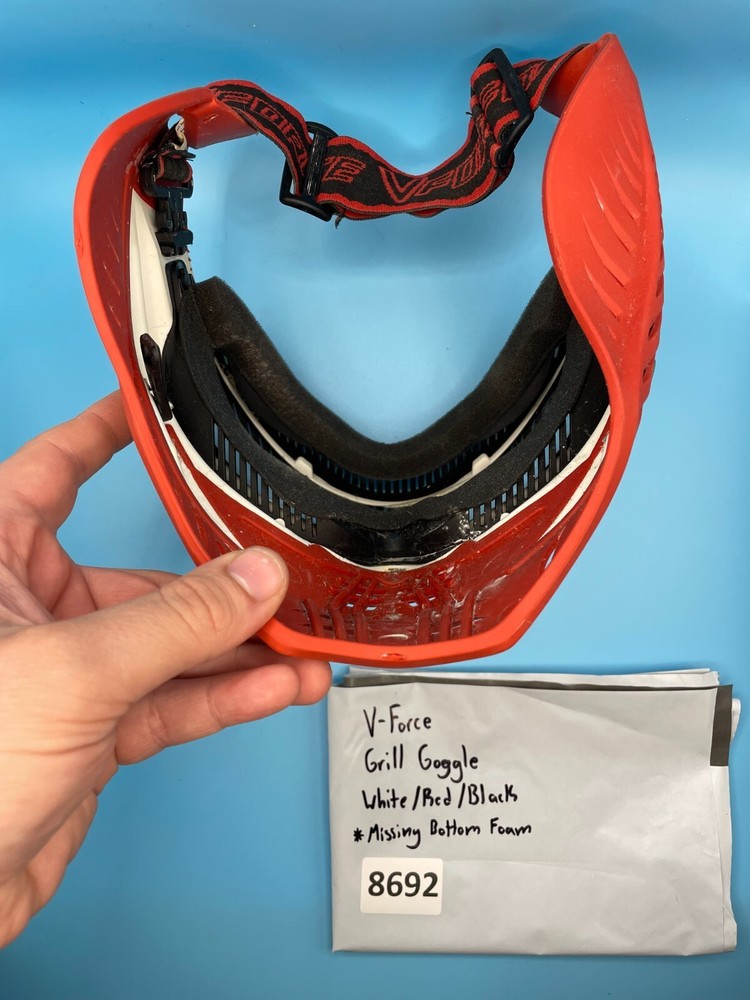 V-Force Grill Goggle White/Red/Black (Missing Bottom Foam)