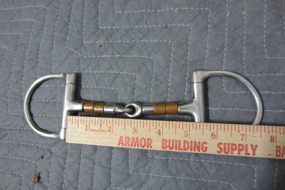 5" D Ring Horse Stainless Steel Snaffle Bit w/Copper Rollers