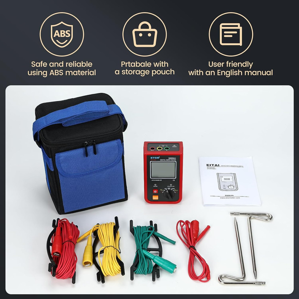 3000A+ Digital Ground Resistance Meter - Precision Earth Tester
