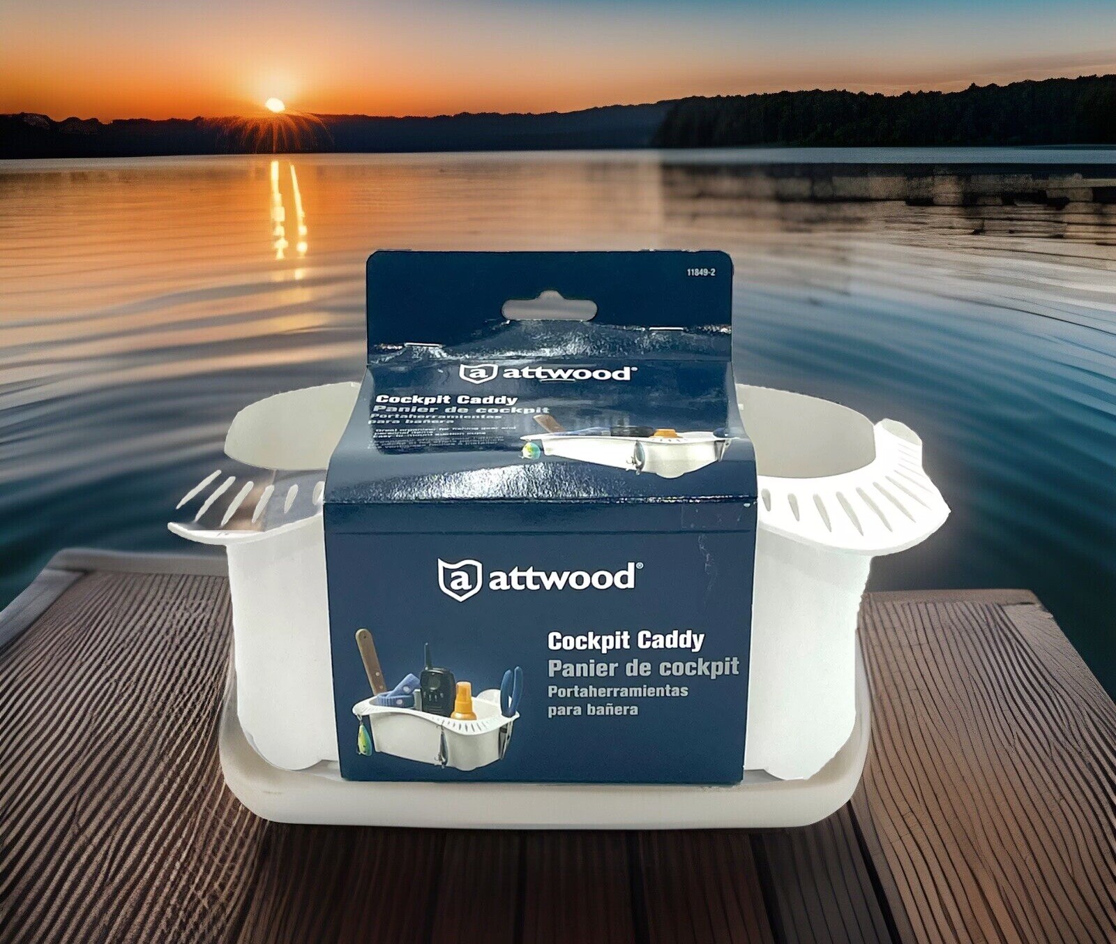 Attwood Cockpit Caddy Boat Storage, Cell Phone, Fishing Gear, Drink Holder