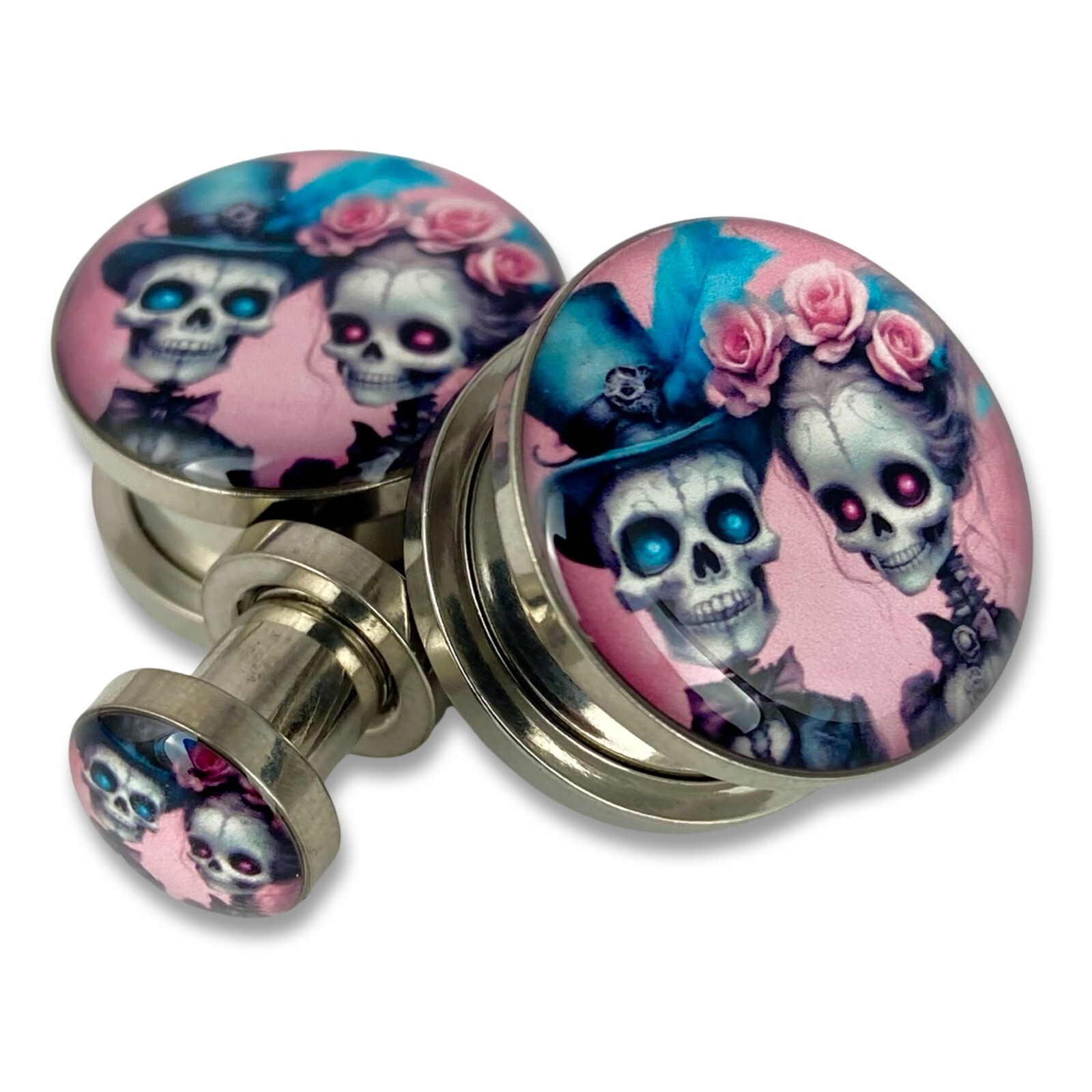 Pair of Victorian Skeleton Picture Plugs (MTO-074) gauges 16g thru 1 inch