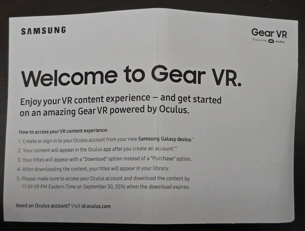 Samsung Gear VR Oculus Virtual Reality Headset