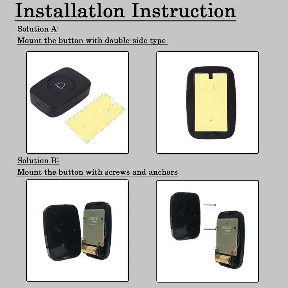 1000FT Wireless Doorbell Waterproof 2 Plugin Receiver Adjustable Volume 38 Chime