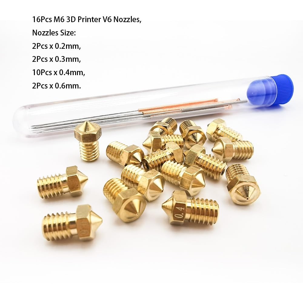 16Pcs V6 Nozzles kit Compatible for E3D V5 Hotend, Nozzle...