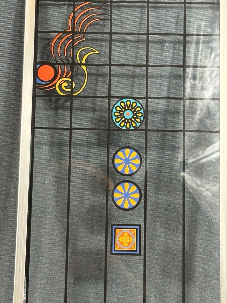 Suncatcher Glass Panel Frank Lloyd Wright Inspired Reverse Flush Applied Signed