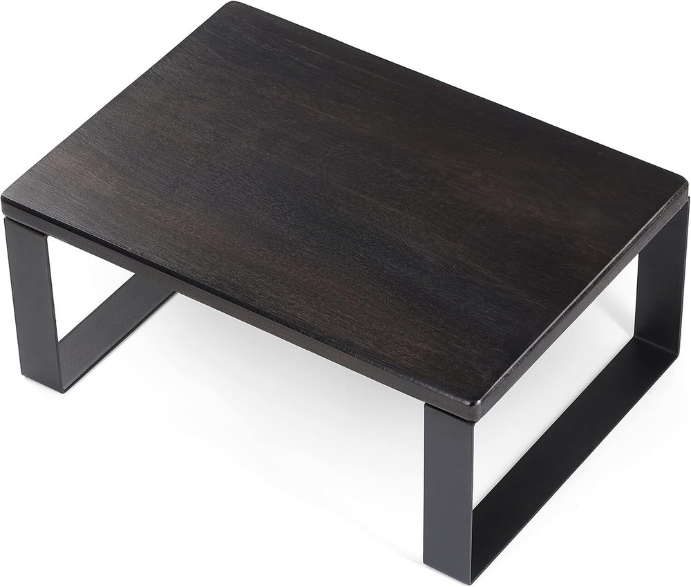 Wooden Step Stool Portable Walnut with Metal Frame