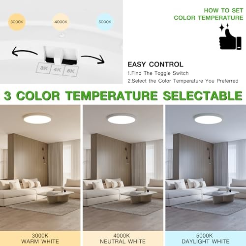 2Pack 12Inch LED Flush Mount Ceiling Light 12inch-2Pack White-3CCT Dimm.