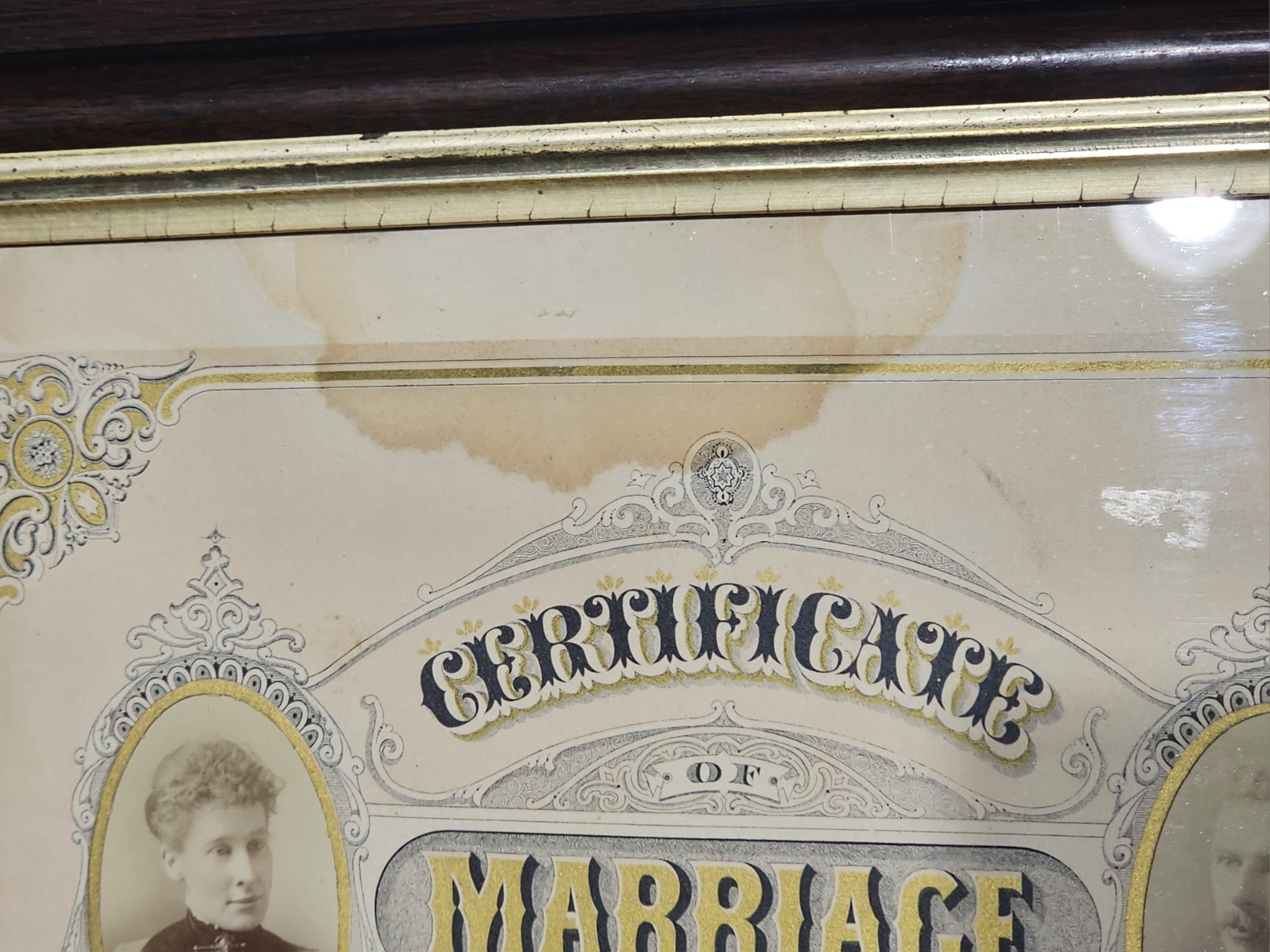 Antique C.1884 Michigan Large Size Marriage Certificate Framed. 14 X 19 Opening
