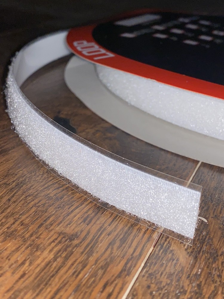 5/8" wide "hook and loop" white LOOP tape roll, 25 yards per roll