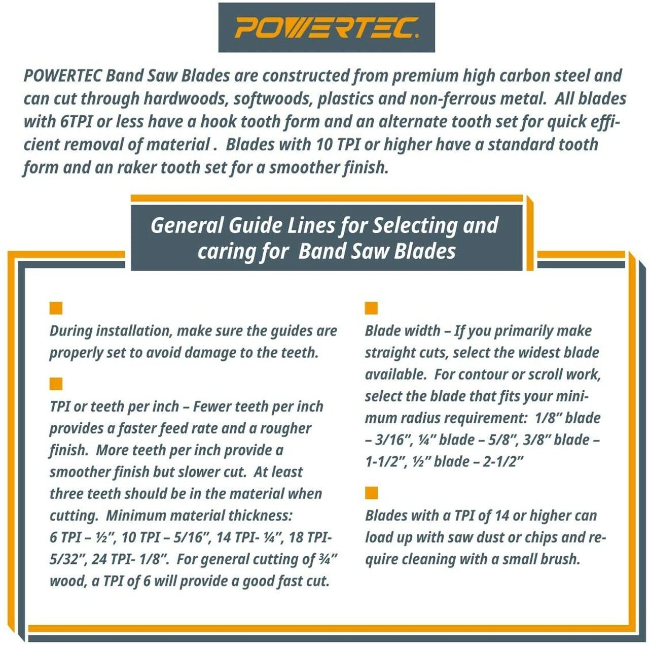 POWERTEC 13332 64-1/2" x 1/2" x 10/14 TPI Bi-Metal Band Saw Blade, for 4x6 Metal