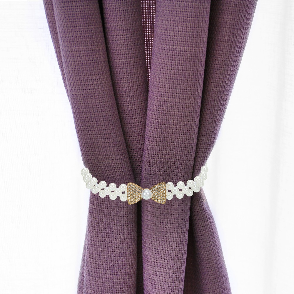 2pcs Curtain Tiebacks Ropes Bow-Knot Style Drape Tie Backs Gold