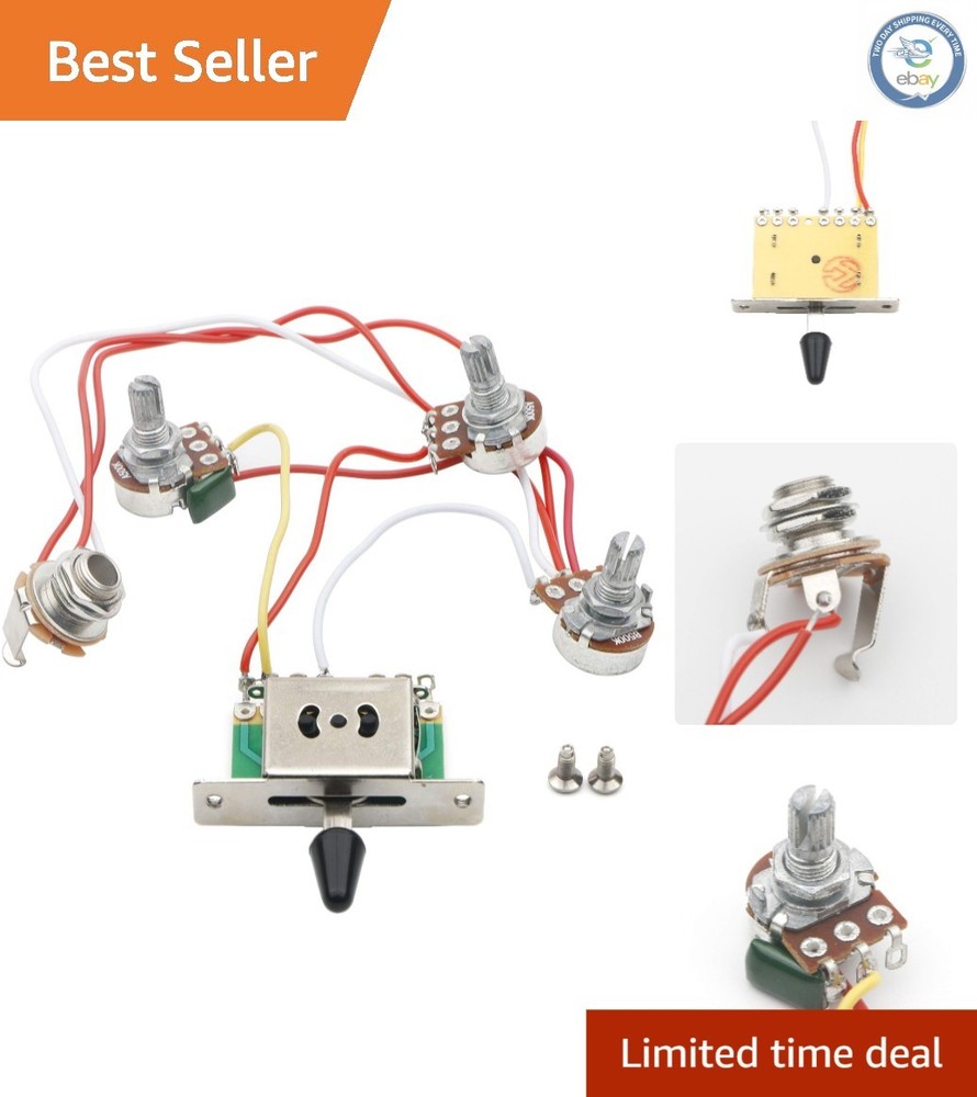 Complete Prewired Stratocaster Wiring Harness with Cream Knobs & 5-Way Switch