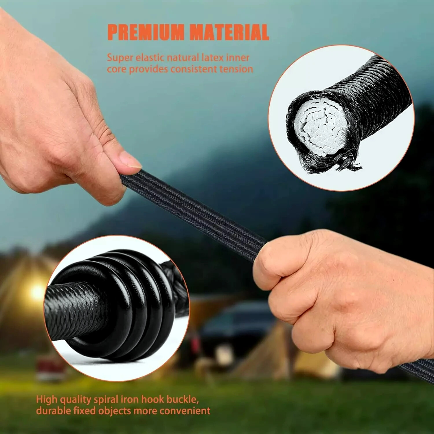 8mm HEAVY DUTY BLACK MARINE GRADE BUNGEE CORD Tarp Tie Down Strap 12-20-24-30-40