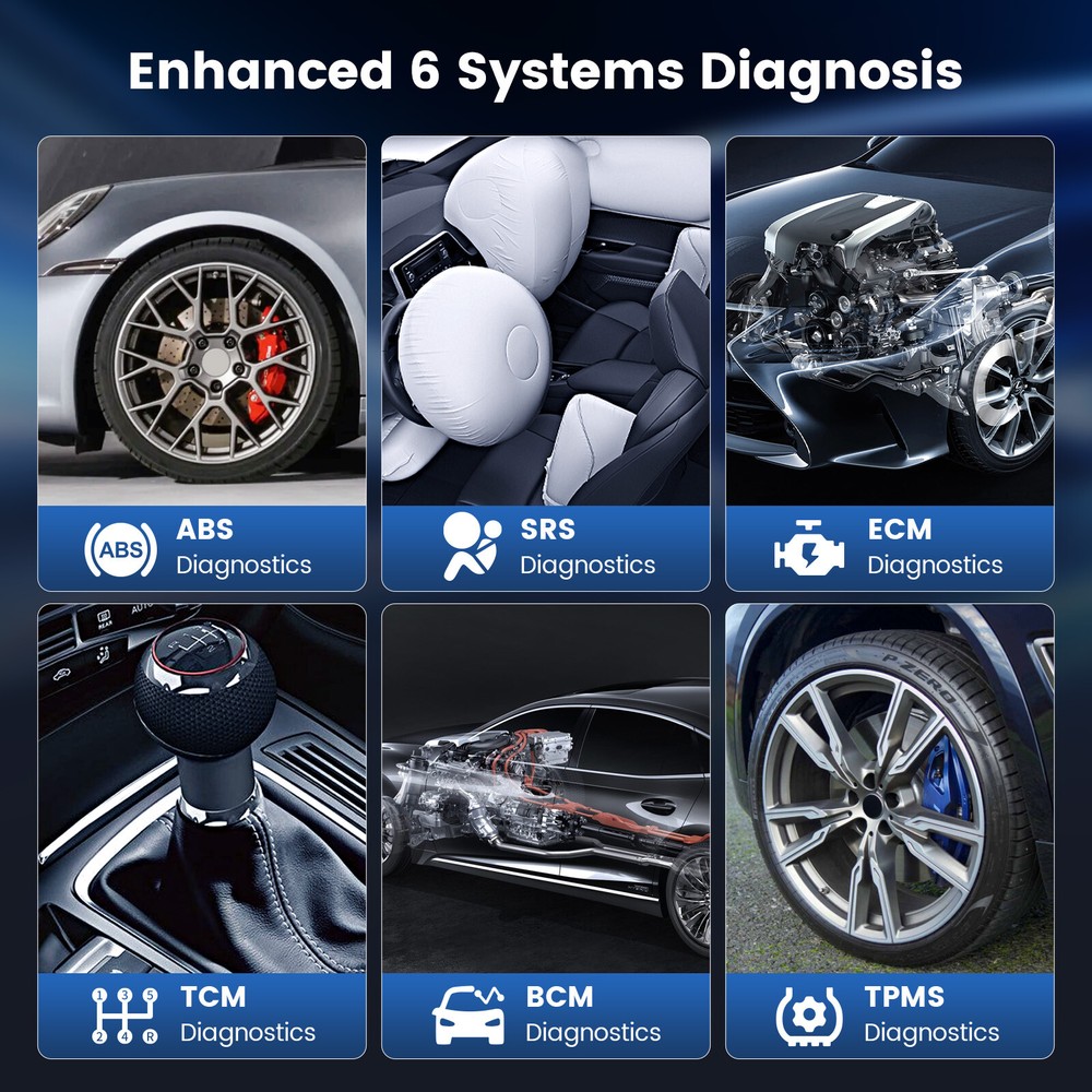 MUCAR CS6 Full OBD2 Diagnostic Scanner ABS SRS TPMS Engine 6-Systems Scan Tool