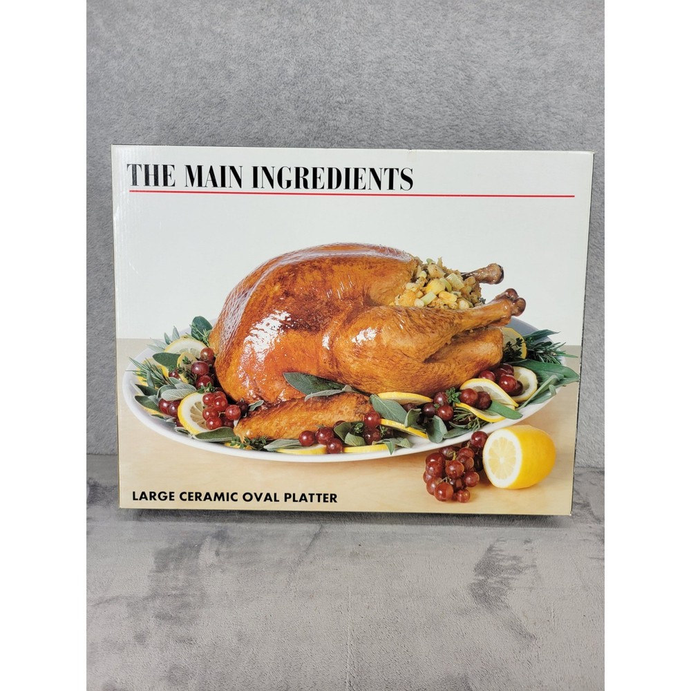 The Main Ingredients Large Ceramic Oval Solid White Platter Stoneware