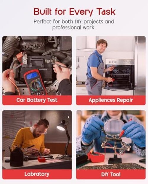 Digital Multimeter, Voltmeter Ammeter Ohmmeter with Test Leads Backlight LCD