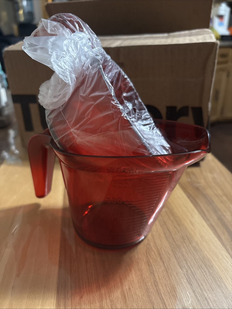 NEW tupperware red micro pitcher 2 pc set measure cook microwave