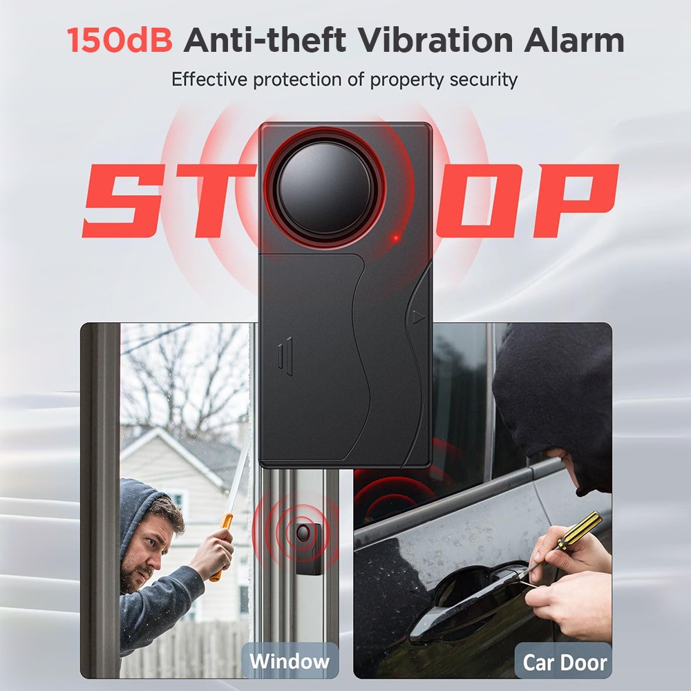 Wireless Car Anti-Theft Alarm 150dB Vibration Alert 2 Alarms