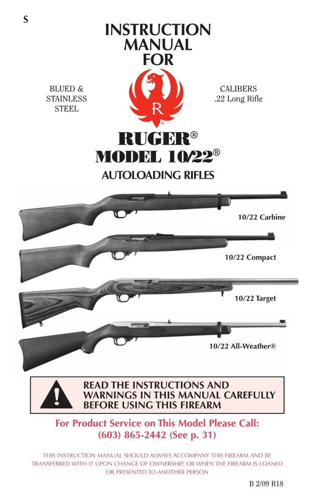 Ruger 10/22 Auto Loading Rifles Owners Manual