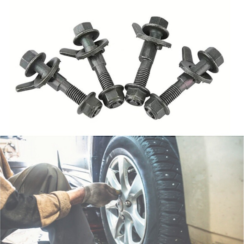 4PCS 12mm Cam Bolt Adjustable Camber Correction Alignment Kit for Four Wheels