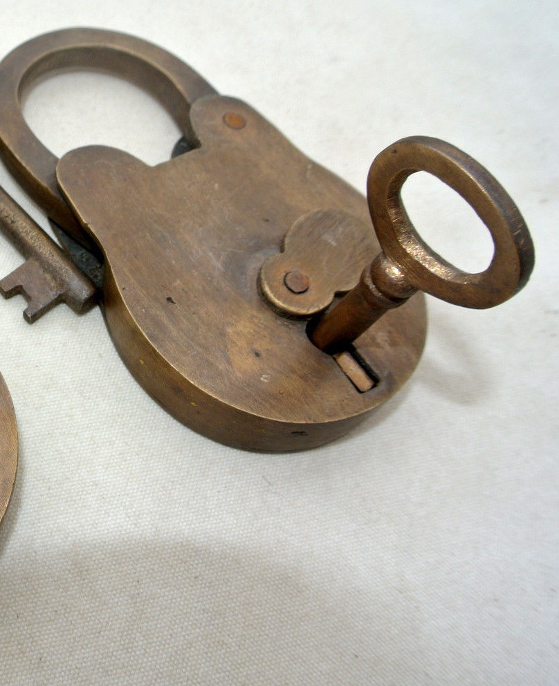 Vintage style PADLOCK & Keys Solid Brass Antique style Lock pair hand made